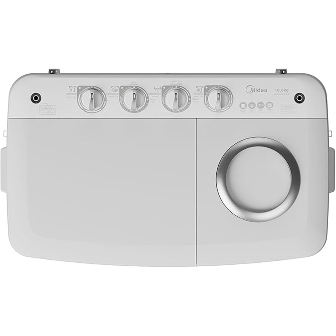 MTE02W100/W غسالة حوضين من ميديا – 10 كيلو – أبيض