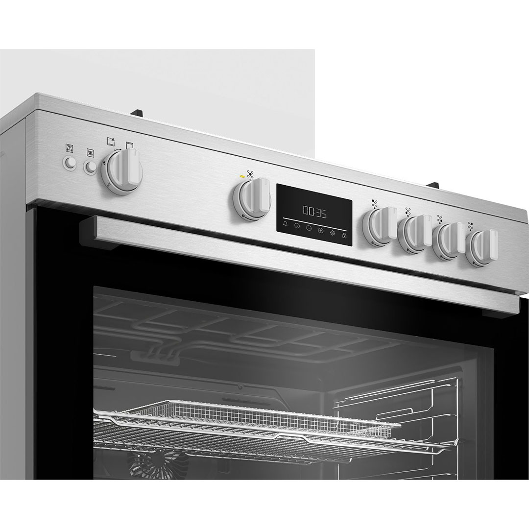 بوتاجاز غاز بيكو بشواية وخاصية إير فراي - 5 شعلة - فضي/أسود - BGGR11225 GXA