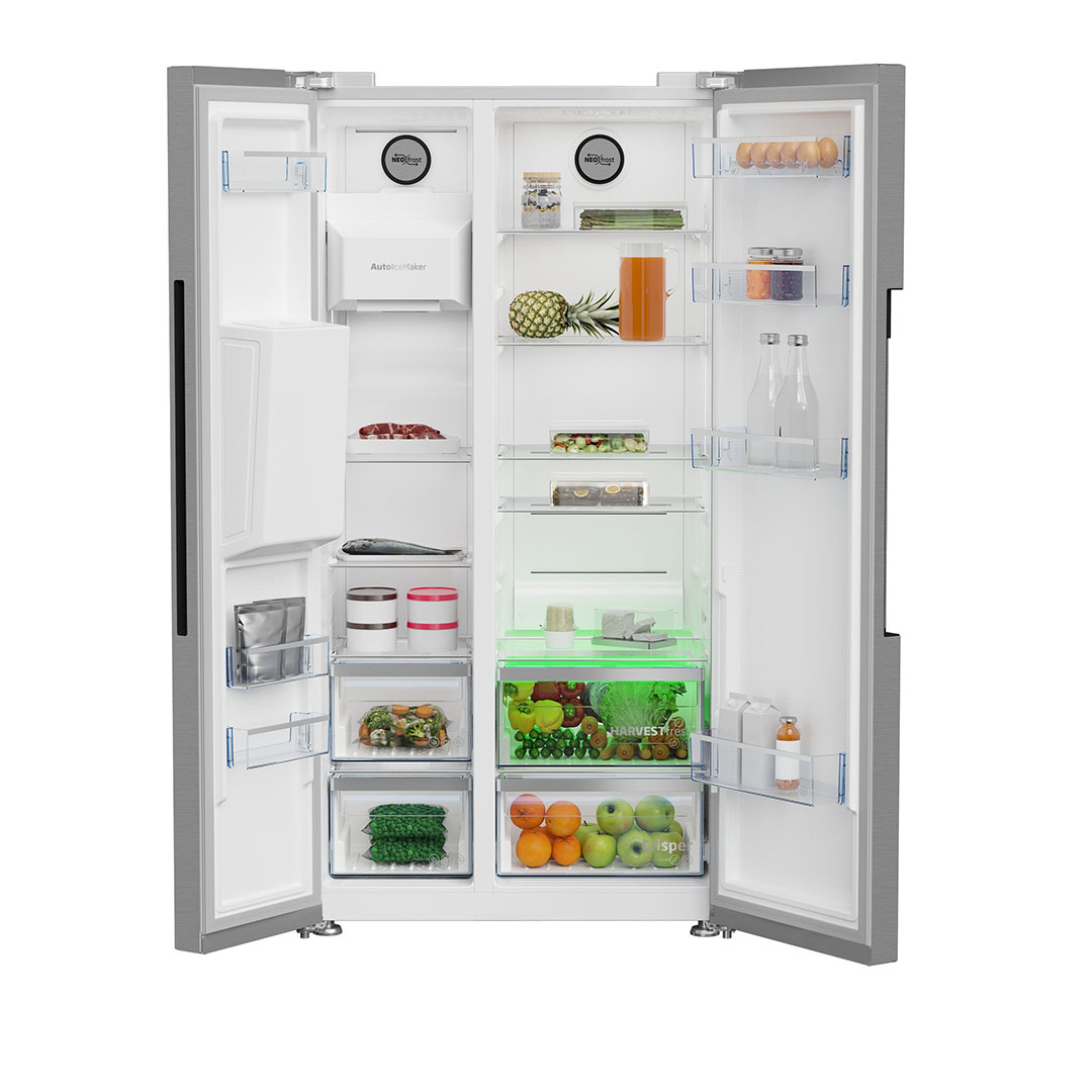 ثلاجة بيكو نوفروست - 525 لترًا - موزع مياه وثلج مباشر - تحكم أمامي بمصابيح LED - GN166130XB