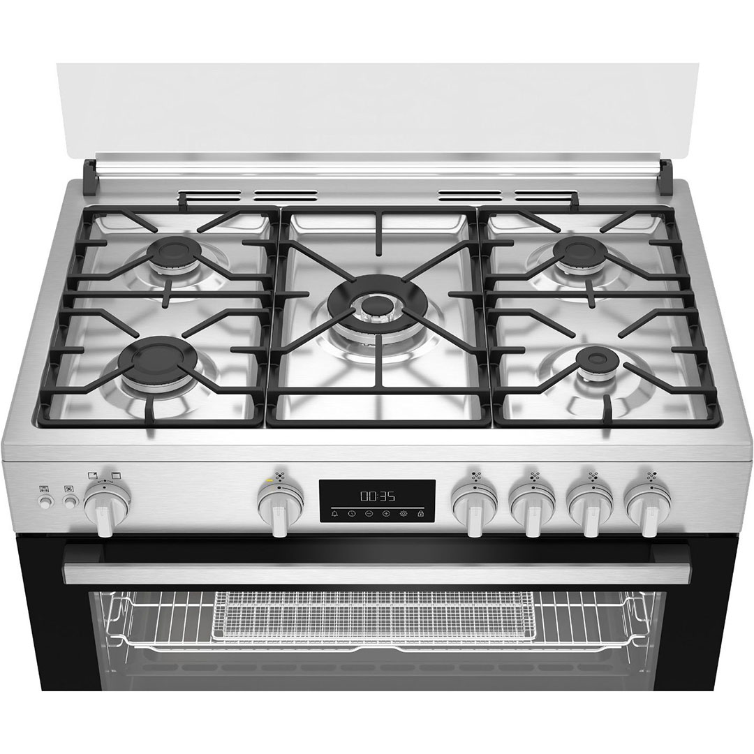 بوتاجاز غاز بيكو بشواية وخاصية إير فراي - 5 شعلة - فضي/أسود - BGGR11225 GXA