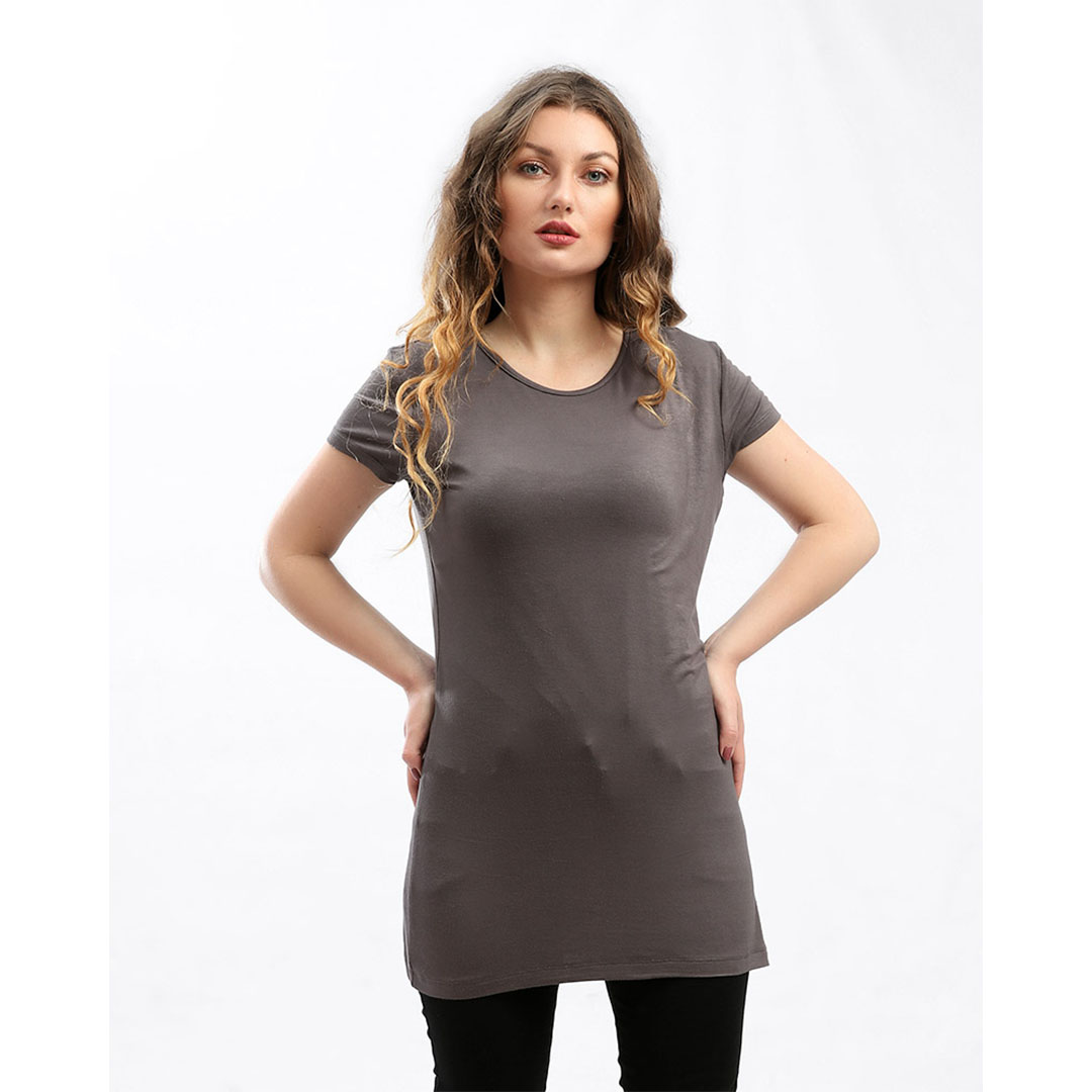 3324 تيشيرت نص كم طويل حريمي - رمادي