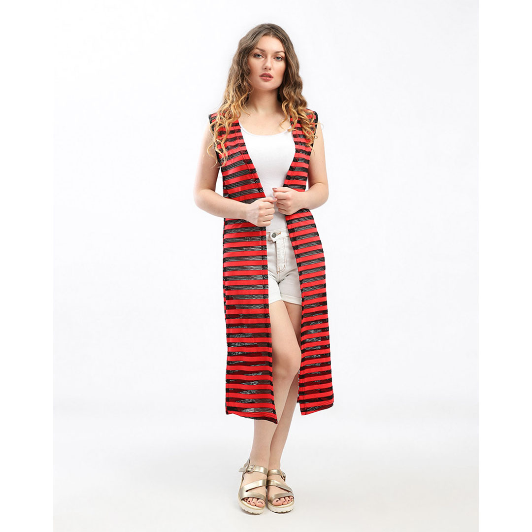 3330 كارديجان بدون كم حريمي - أحمر