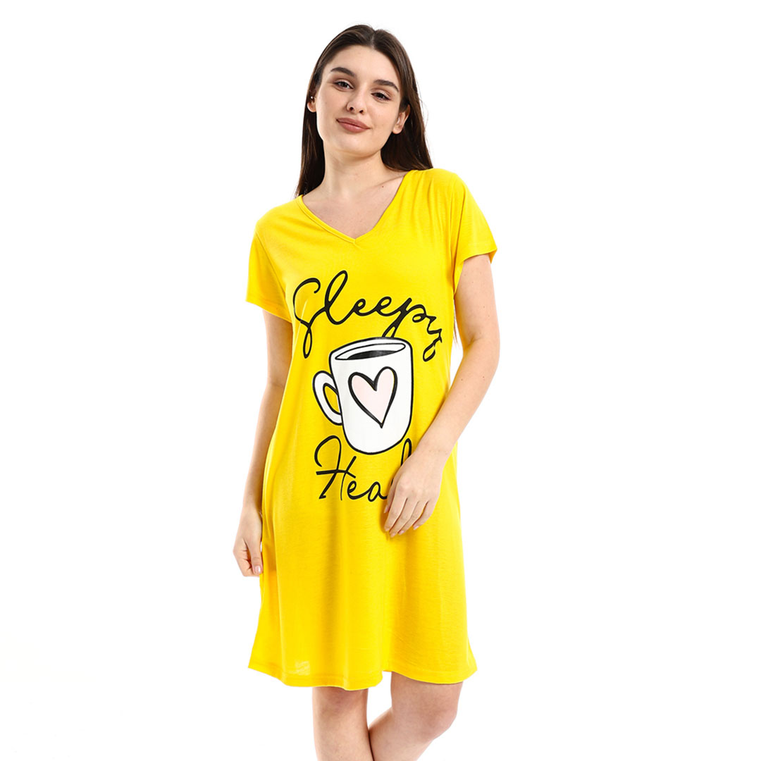 4894 قميص نوم قصير حريمي مطبوع