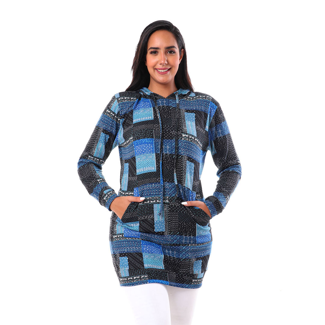 6804 سويت شيرت طويل منقوش بكم حريمي