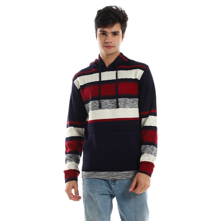 بلوفر هودي رجالي مقلم