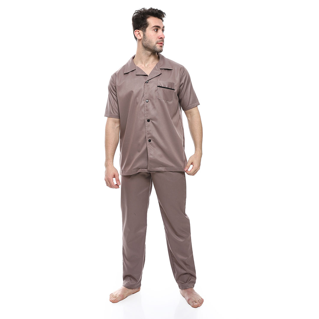 بيجامة بياقة نص كم رجالي