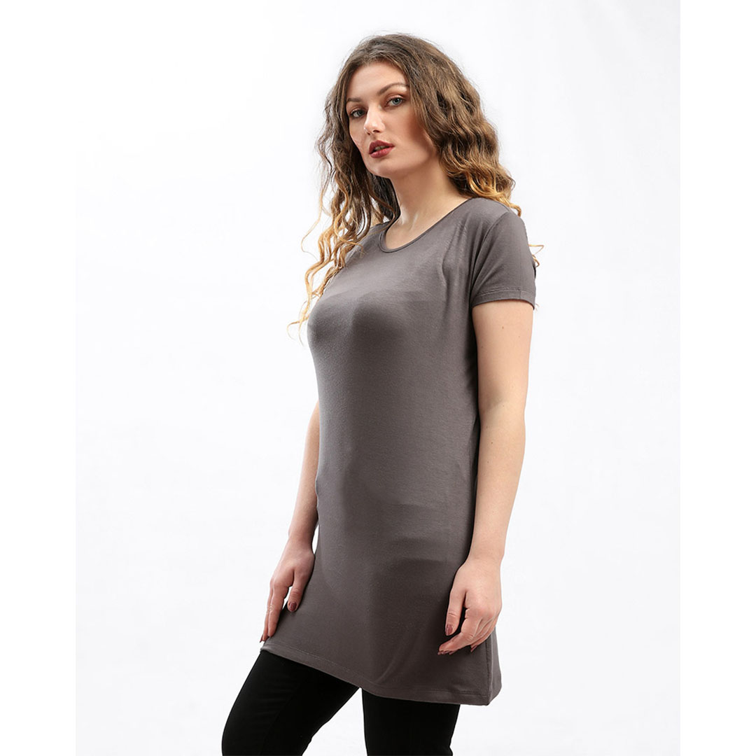 3324 تيشيرت نص كم طويل حريمي - رمادي