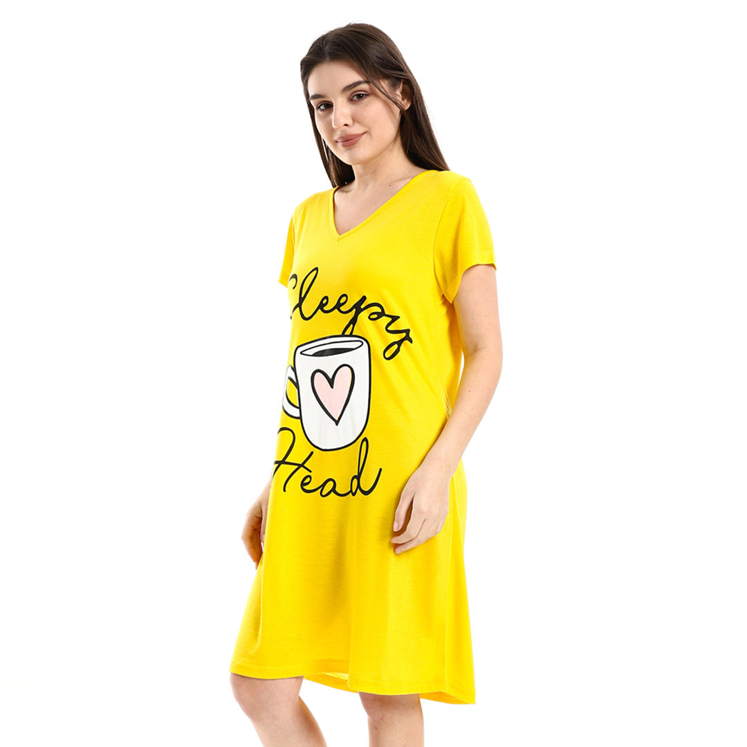 4894 قميص نوم قصير حريمي مطبوع