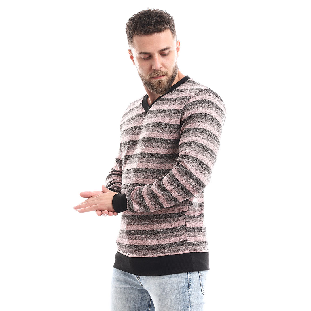 6318 تيشيرت بكم مخطط للرجال