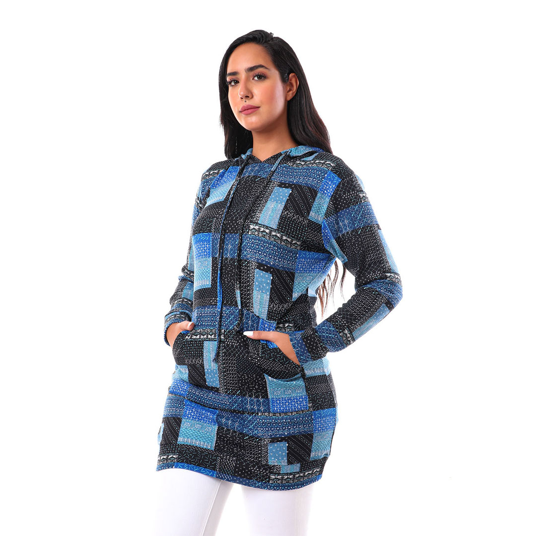 6804 سويت شيرت طويل منقوش بكم حريمي