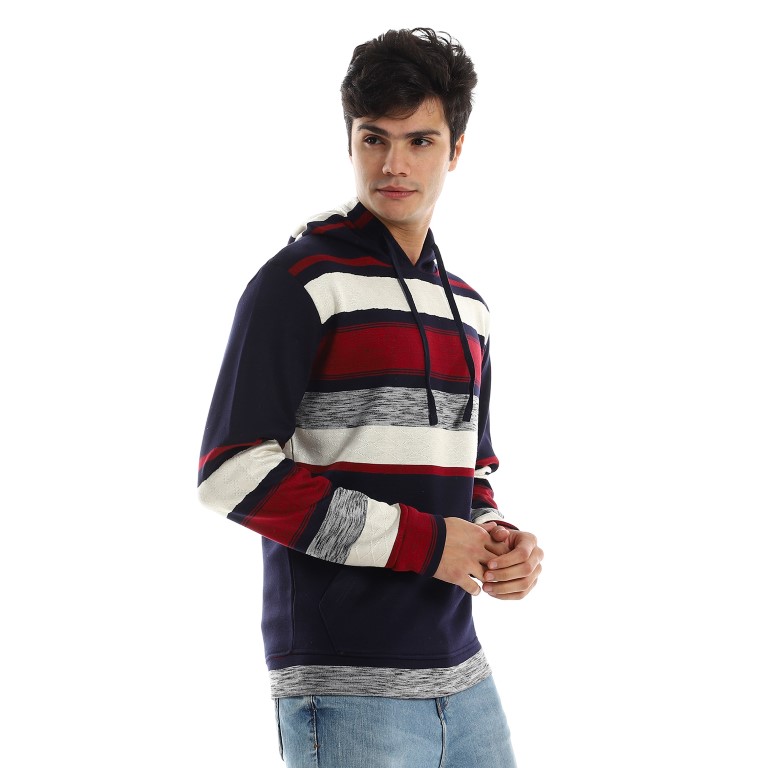 بلوفر هودي رجالي مقلم