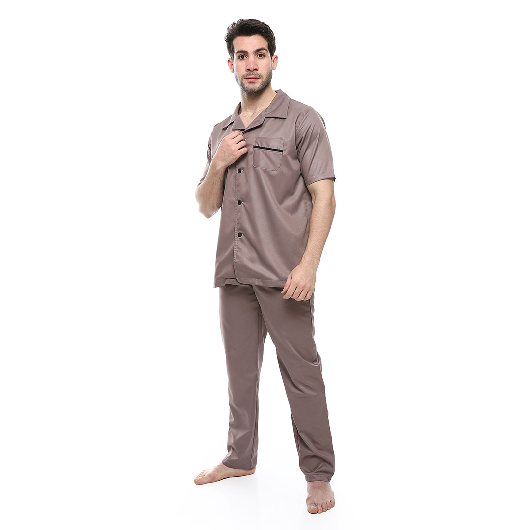 بيجامة بياقة نص كم رجالي