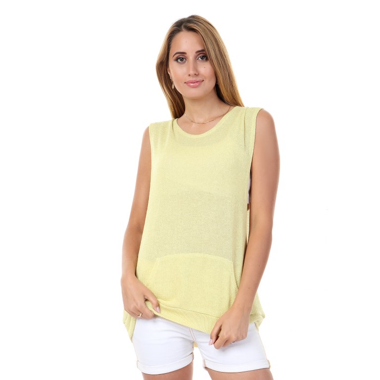 توب لامع مفتوح من الجانبين بدون كم