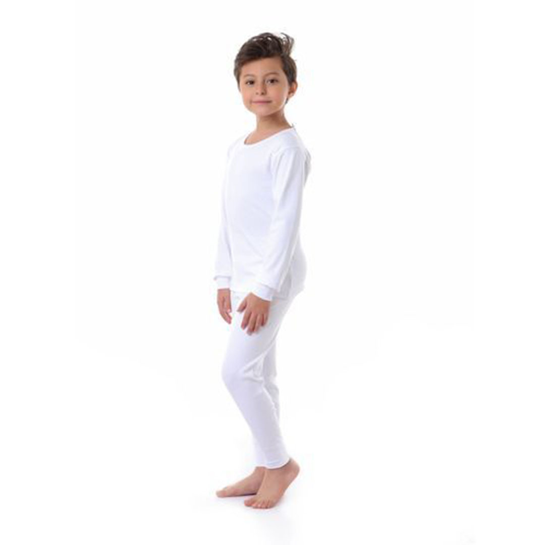 طقم كلسون أولادي - أبيض