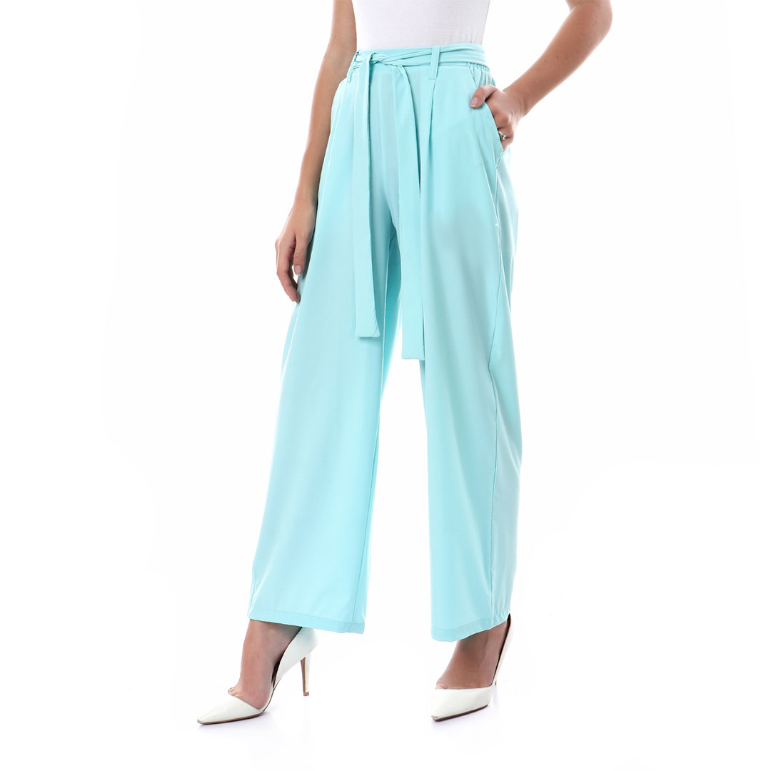 بنطلون سادة واسع حريمي - مينت