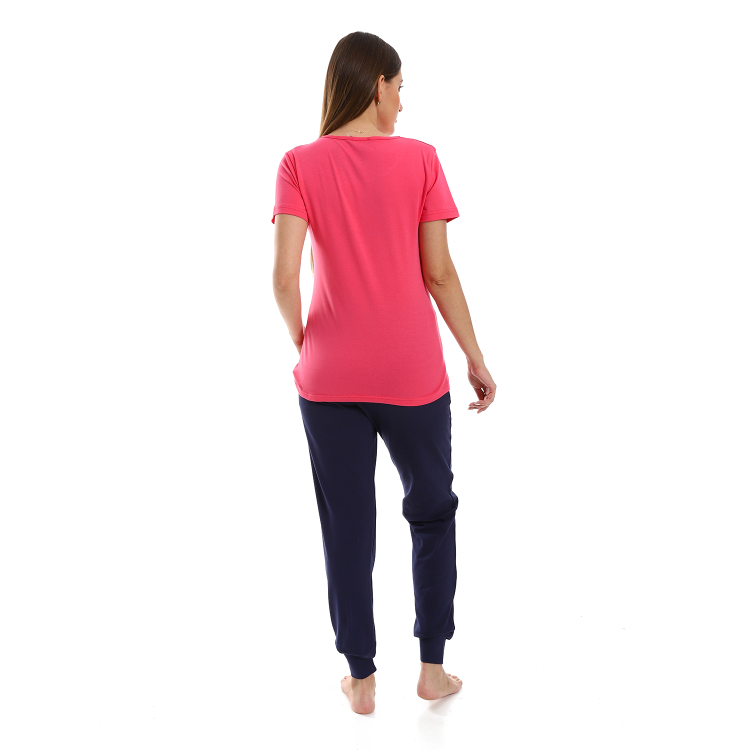 بيجامه حريمى كم قصير وبنطلون - فوشيا/كحلي