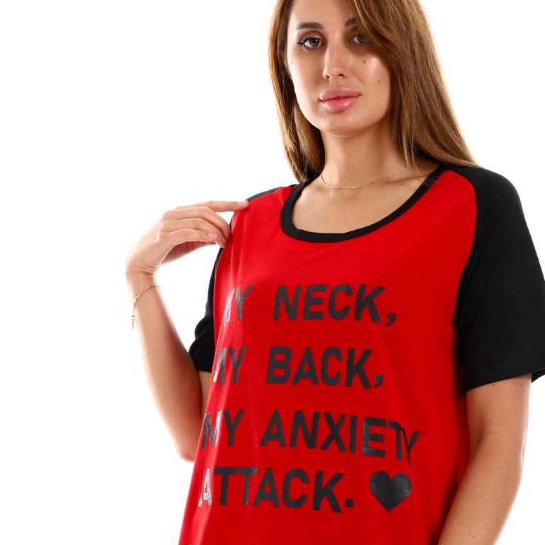 قميص نوم مطبوع بكم قصير