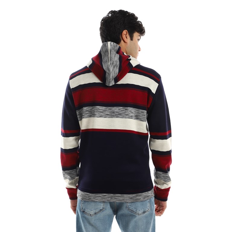 بلوفر هودي رجالي مقلم