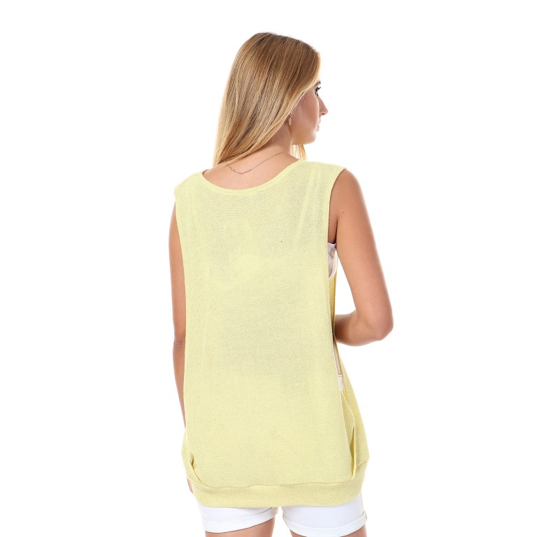 توب لامع مفتوح من الجانبين بدون كم