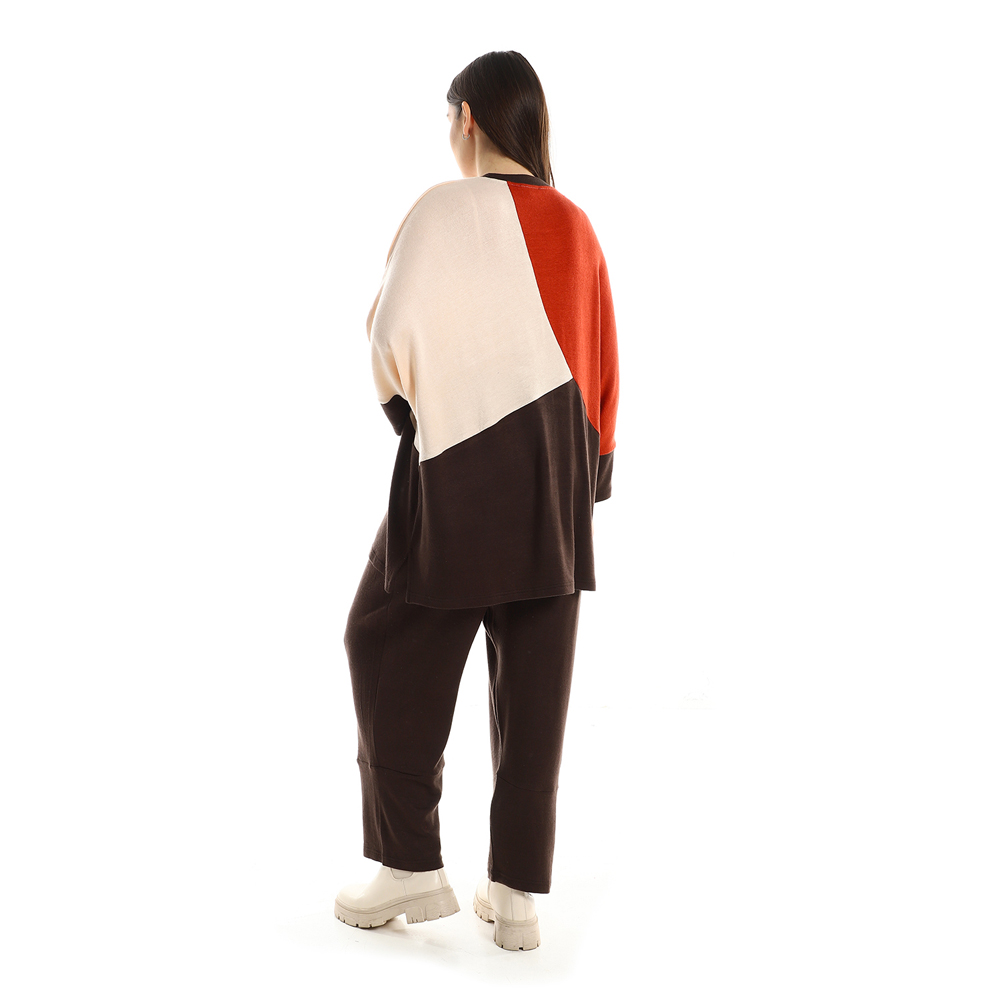 طقم تونيك ثلاثي الألوان و بنطلون سادة