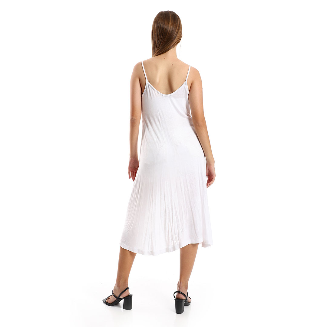 قميص نوم بدون كم - أبيض