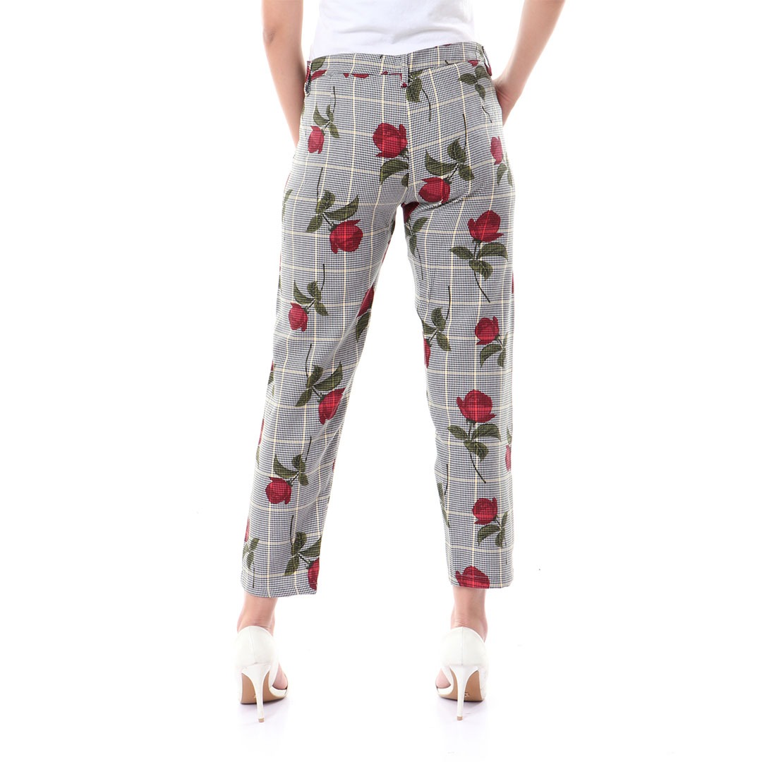 بنطلون منقوش حريمي - أسود/نبيتي