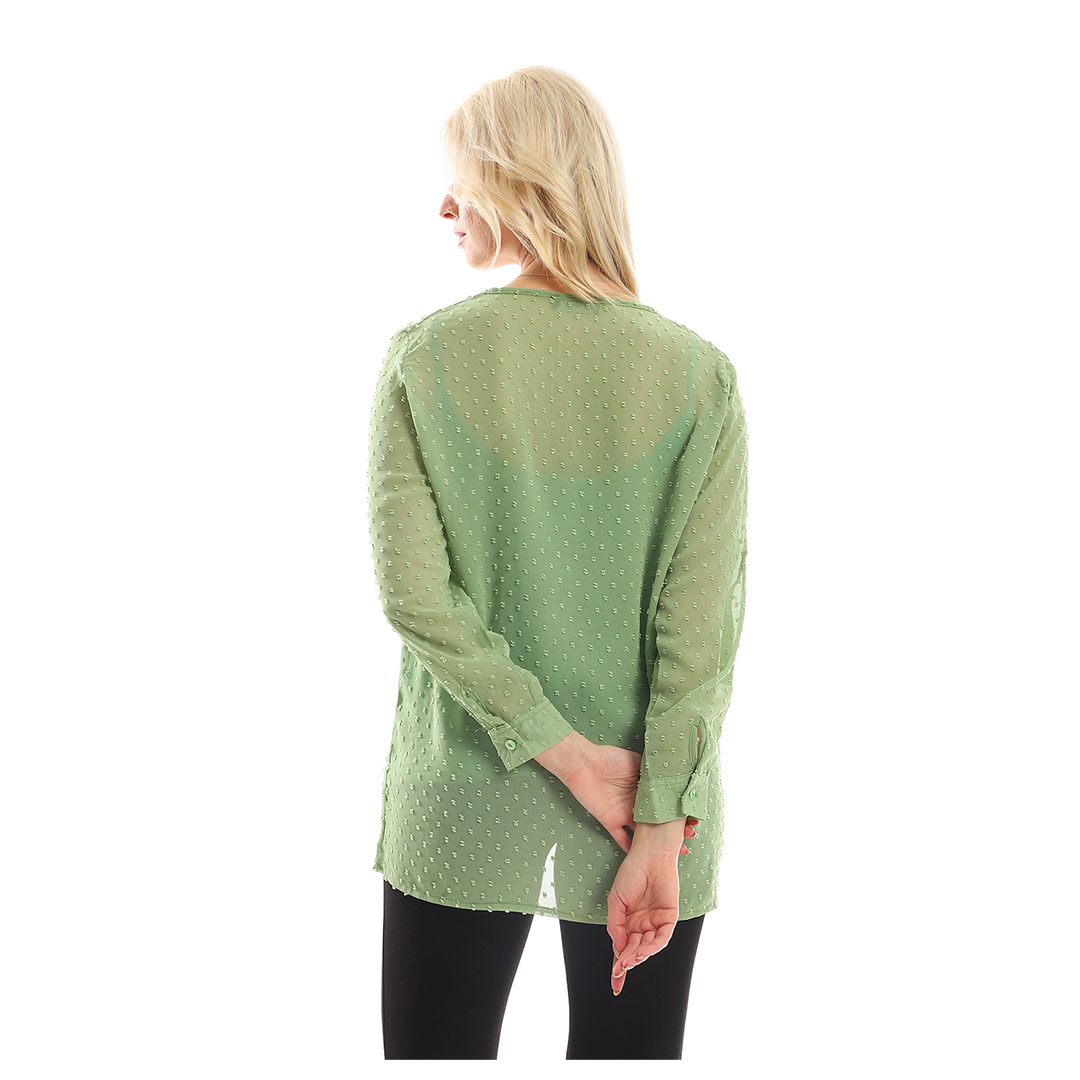 بلوزة طويلة بكم حريمي - أخضر