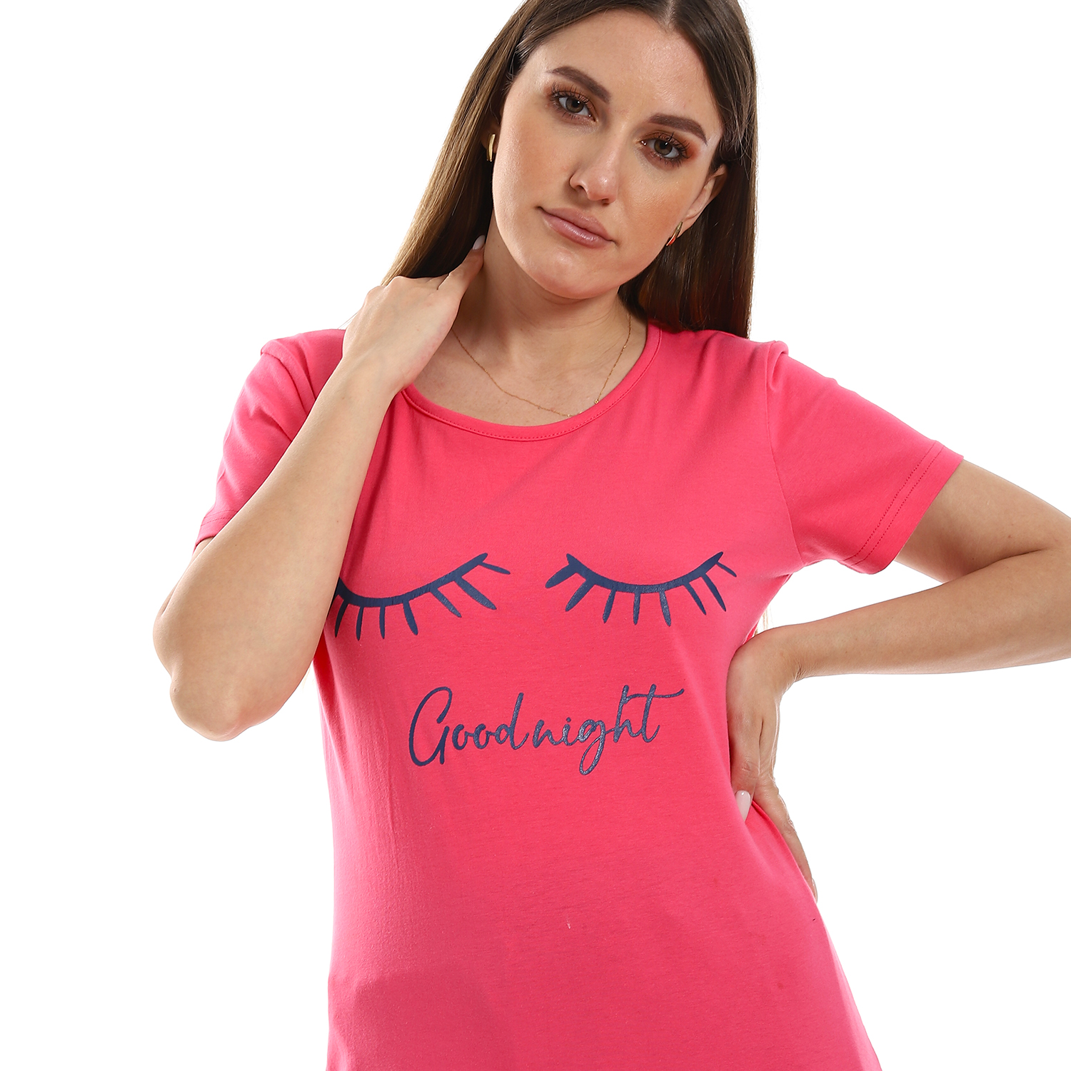 بيجامه حريمى كم قصير وبنطلون - فوشيا/كحلي