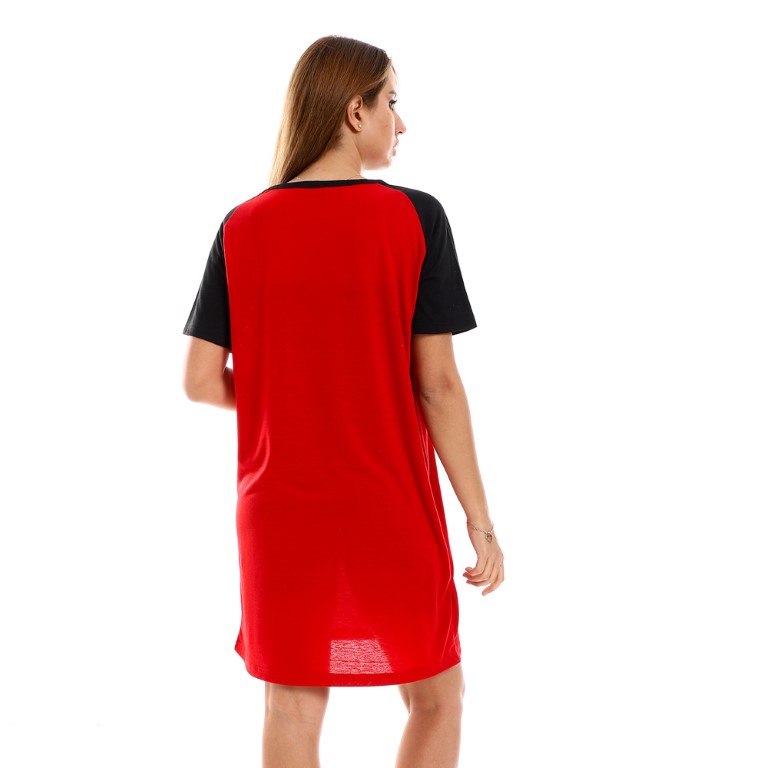 قميص نوم مطبوع بكم قصير