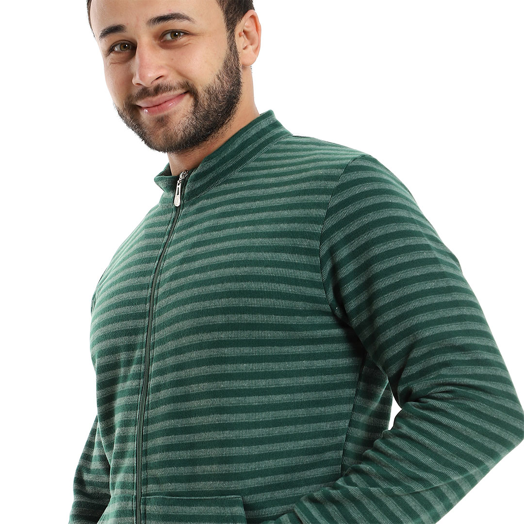 سويت شيرت مخطط بسوستة رجالي