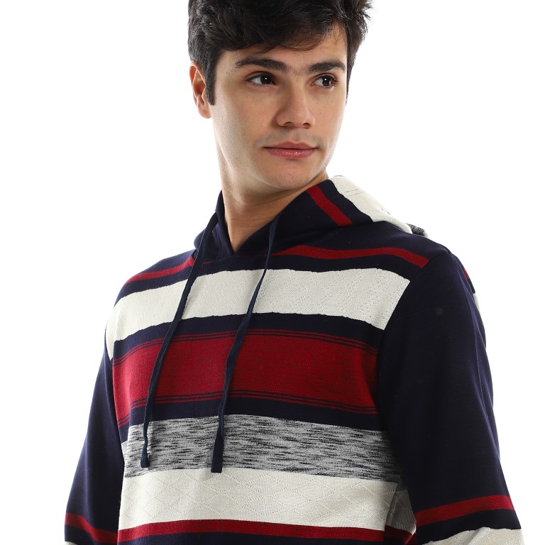 بلوفر هودي رجالي مقلم