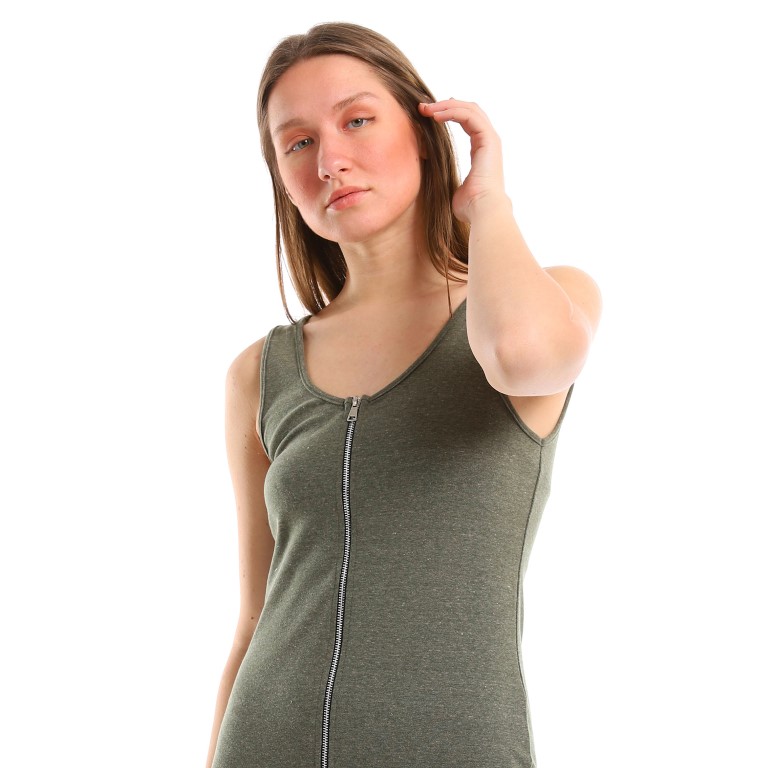 فستان حريمي قصير بسوستة أمامية