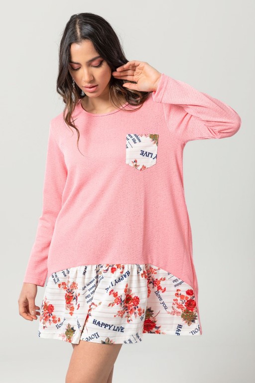 تونيك حريمي بكمر وجيب مشجر