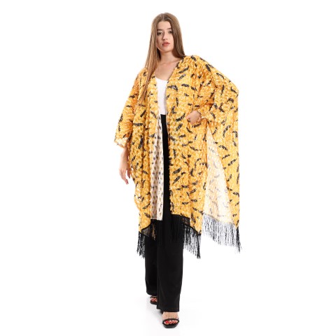 كارديجان مفتوح عصري بشراشيب