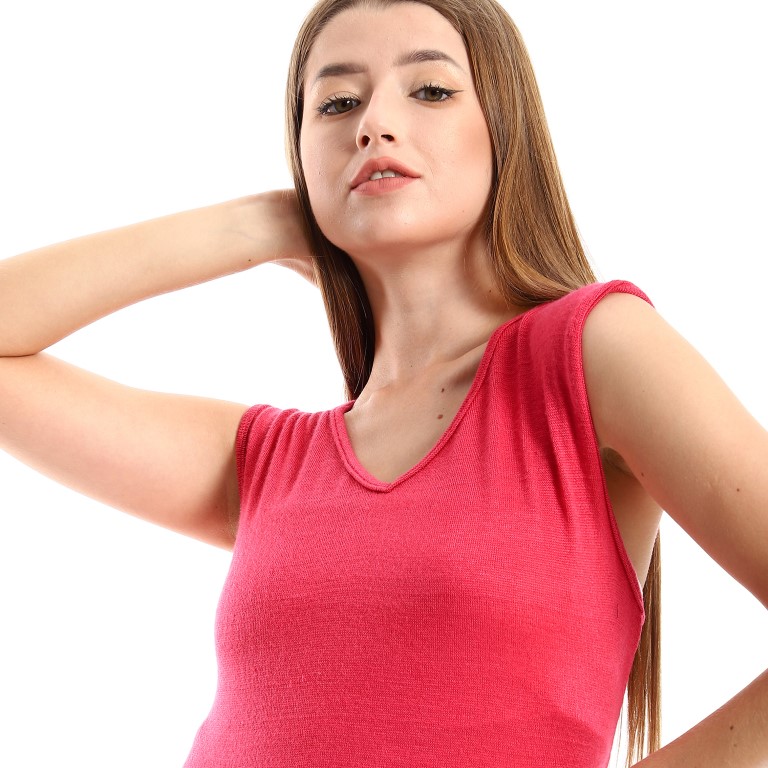 قميص نوم سادة بدون أكمام