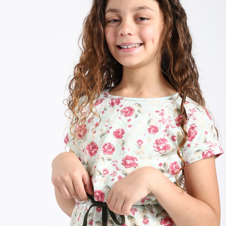 فستان زهري نص كم