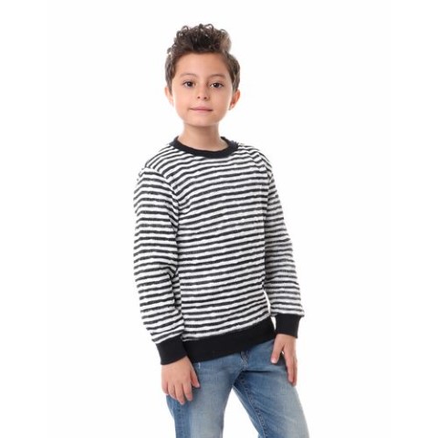 سويت شيرت أولادي مخطط كم طويل