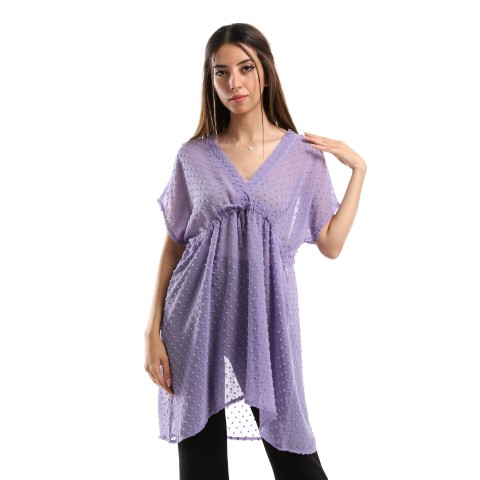 بلوزة كم قصير شفافة