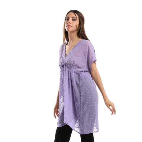 بلوزة كم قصير شفافة