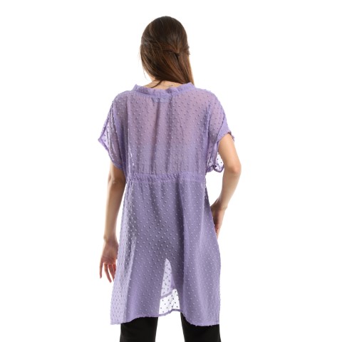 بلوزة كم قصير شفافة