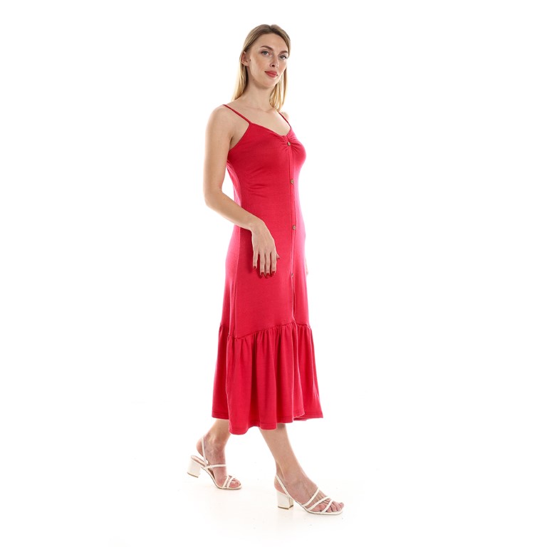 فستان حمالات رفيعة وأزرار