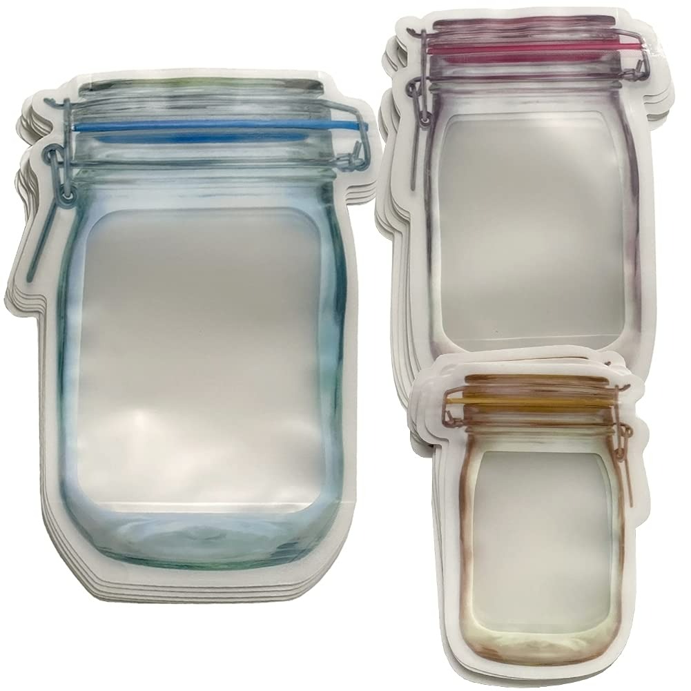 أكياس تخزين علي شكل برطمان زجاج - بلاستيك - 3 قطع