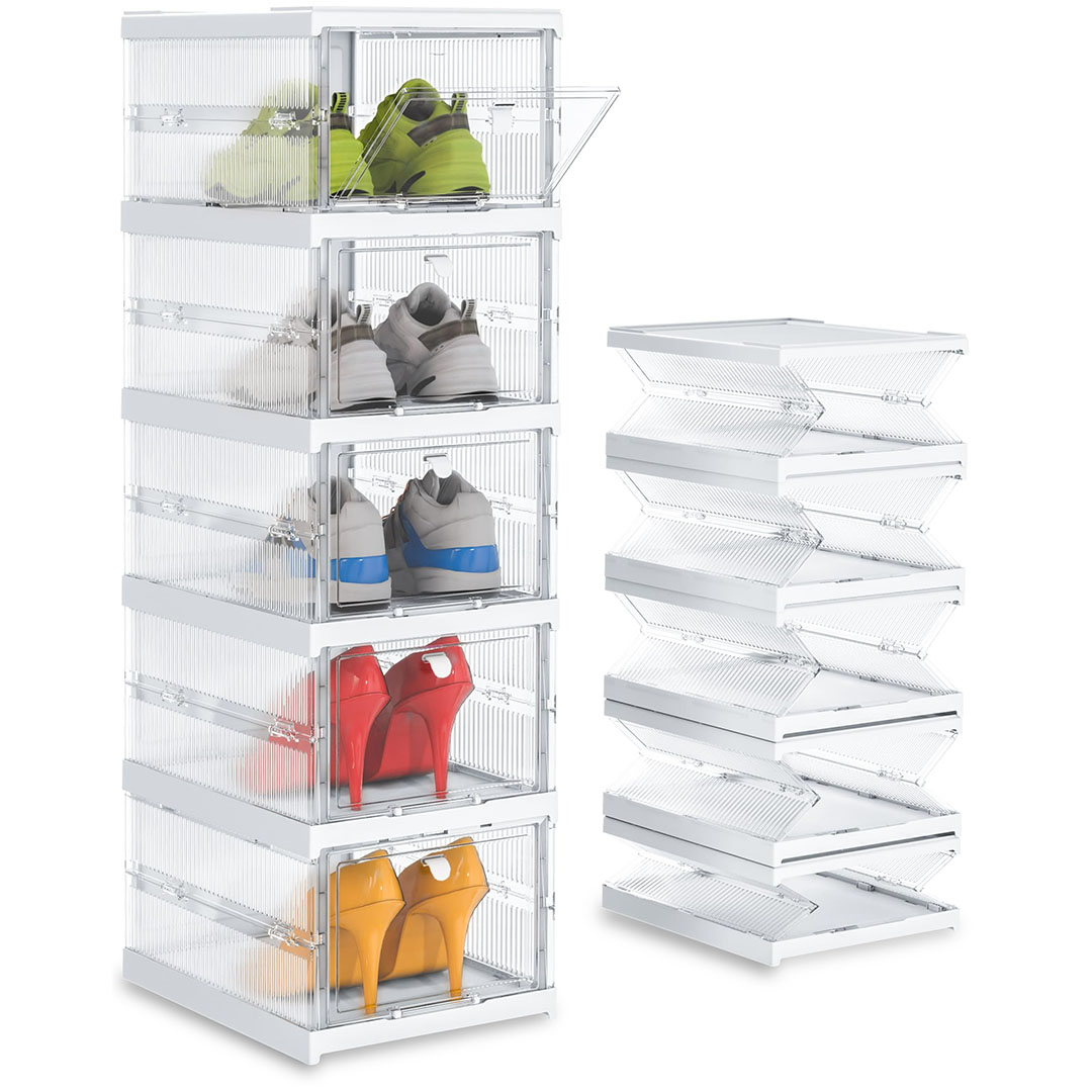 جزامة بلاستيك قابلة للطي وسهلة التخزين - أبيض-شفاف