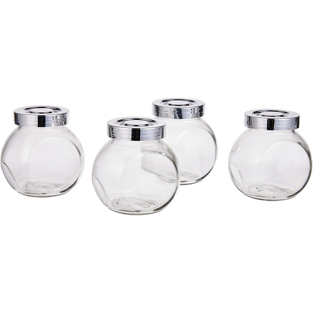 طقم برطمانات توابل - زجاج - 4 قطع