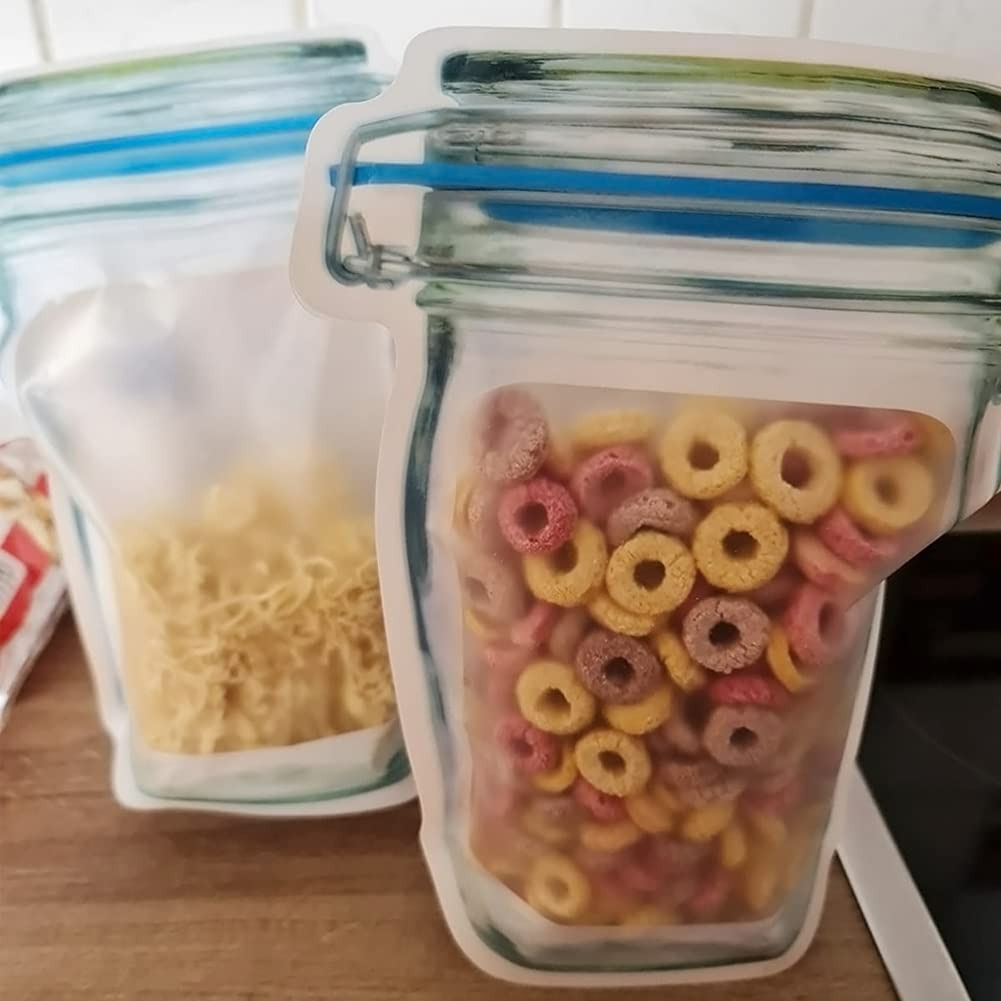 أكياس تخزين علي شكل برطمان زجاج - بلاستيك - 3 قطع