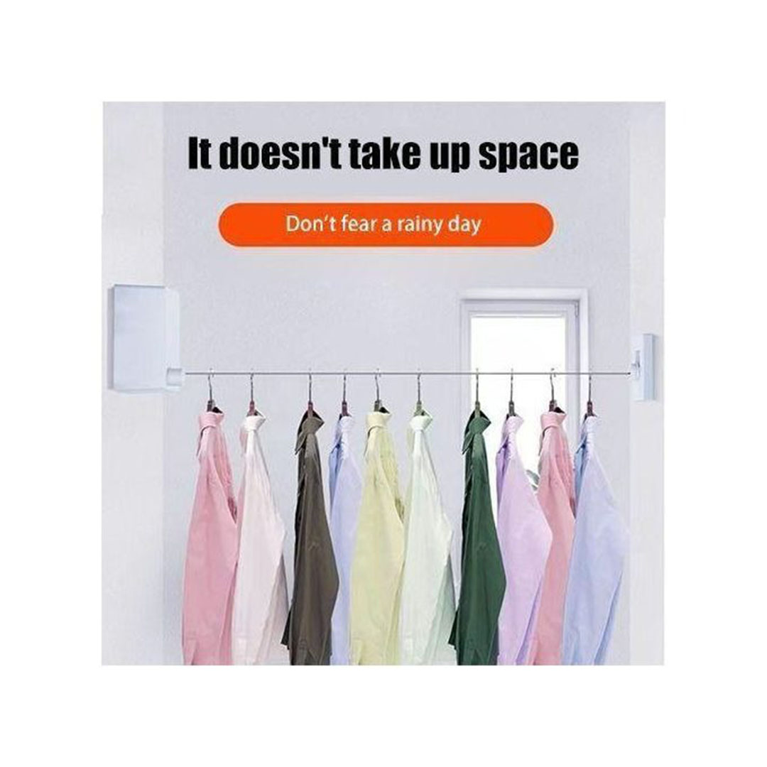 منشر غسيل محمول بحبل قابل للامداد - أبيض