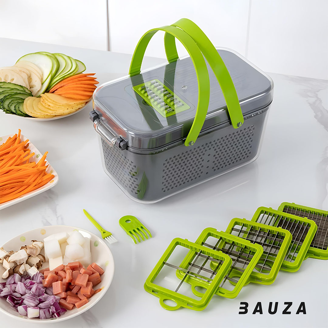 قطاعة خضروات متعددة الاستخدام - 22 قطعه - أخضر/رمادي