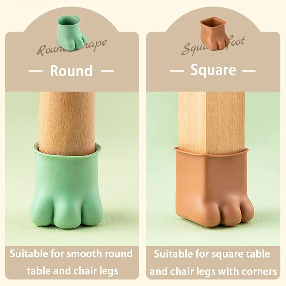 غطاء سيليكون مانع للانزلاق لرجل الكرسي - 4 قطع - بني