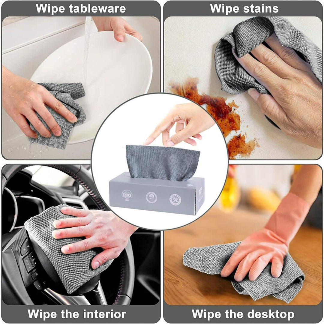 فوطة مايكروفايبر قابلة لاعادة الاستخدام - 20 قطعة - رمادي