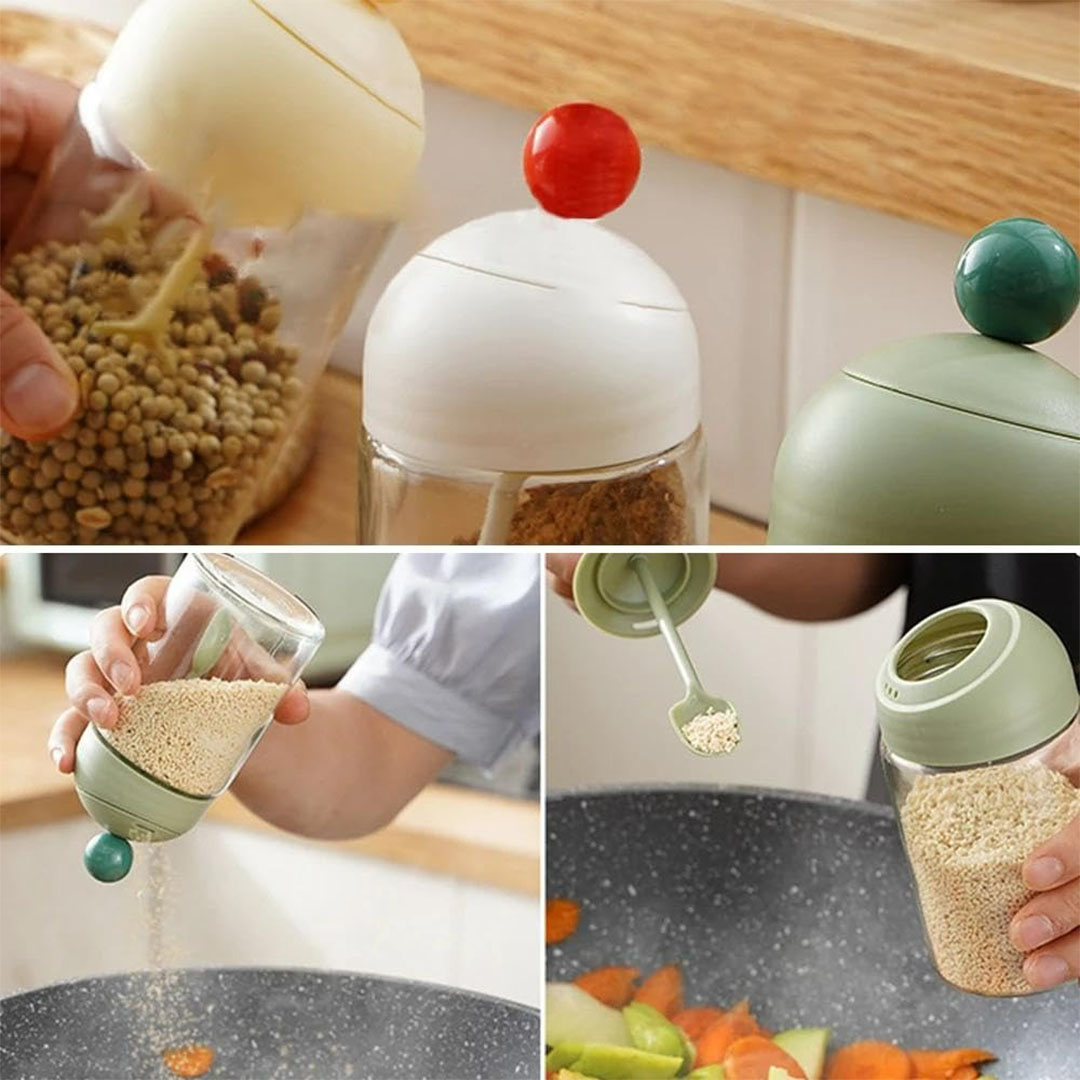 طقم علب توابل 1 قطعة بمعلقة - متعددة الالوان